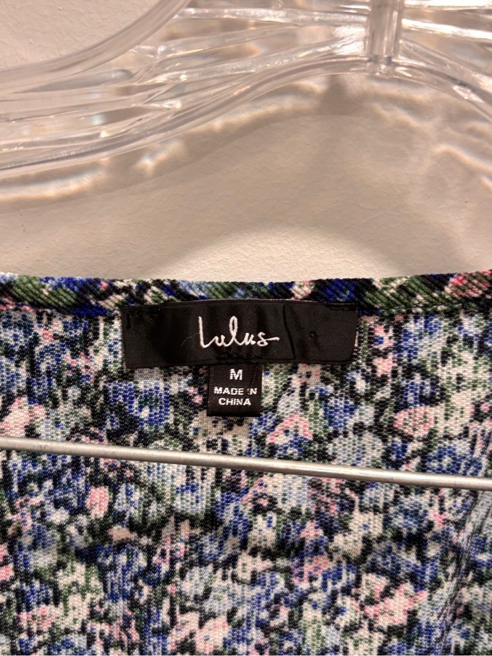 Lulu's Navy Floral Puff Sleeve Square Neck Crop Top - Picture 4 of 11